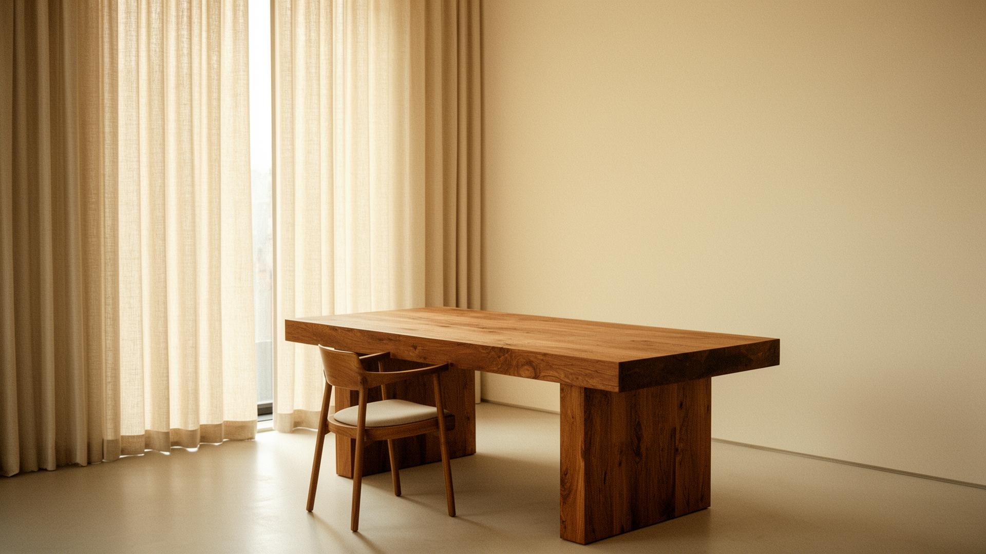 A quiet sunlit study — the room in which the work happens